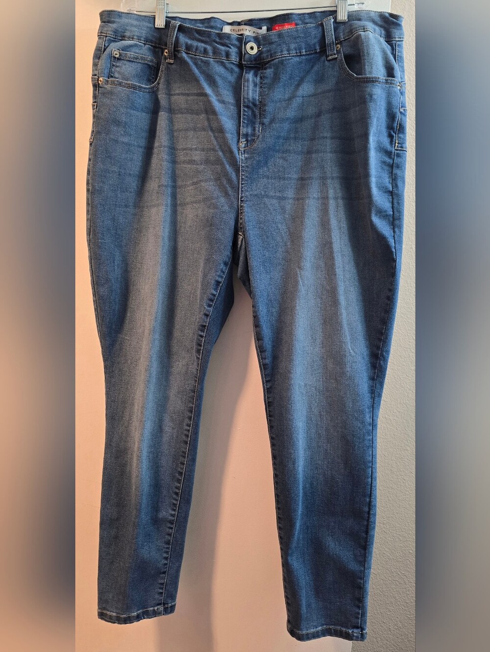 114 Celebrity Pink Women's Skinny Jeans in Blue Wash